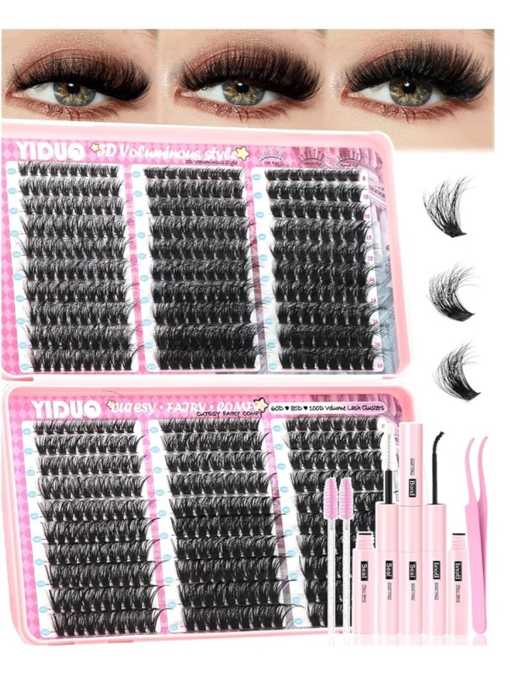60D+80D+100D Lash Clusters Kit 6 Styles